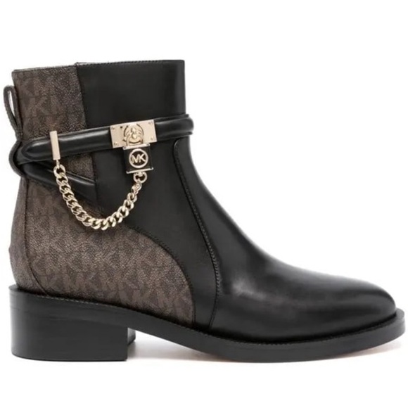 NEW! Michael Kors Hamilton Flat Bootie Black/ Brown Size 9.5 - Picture 1 of 10